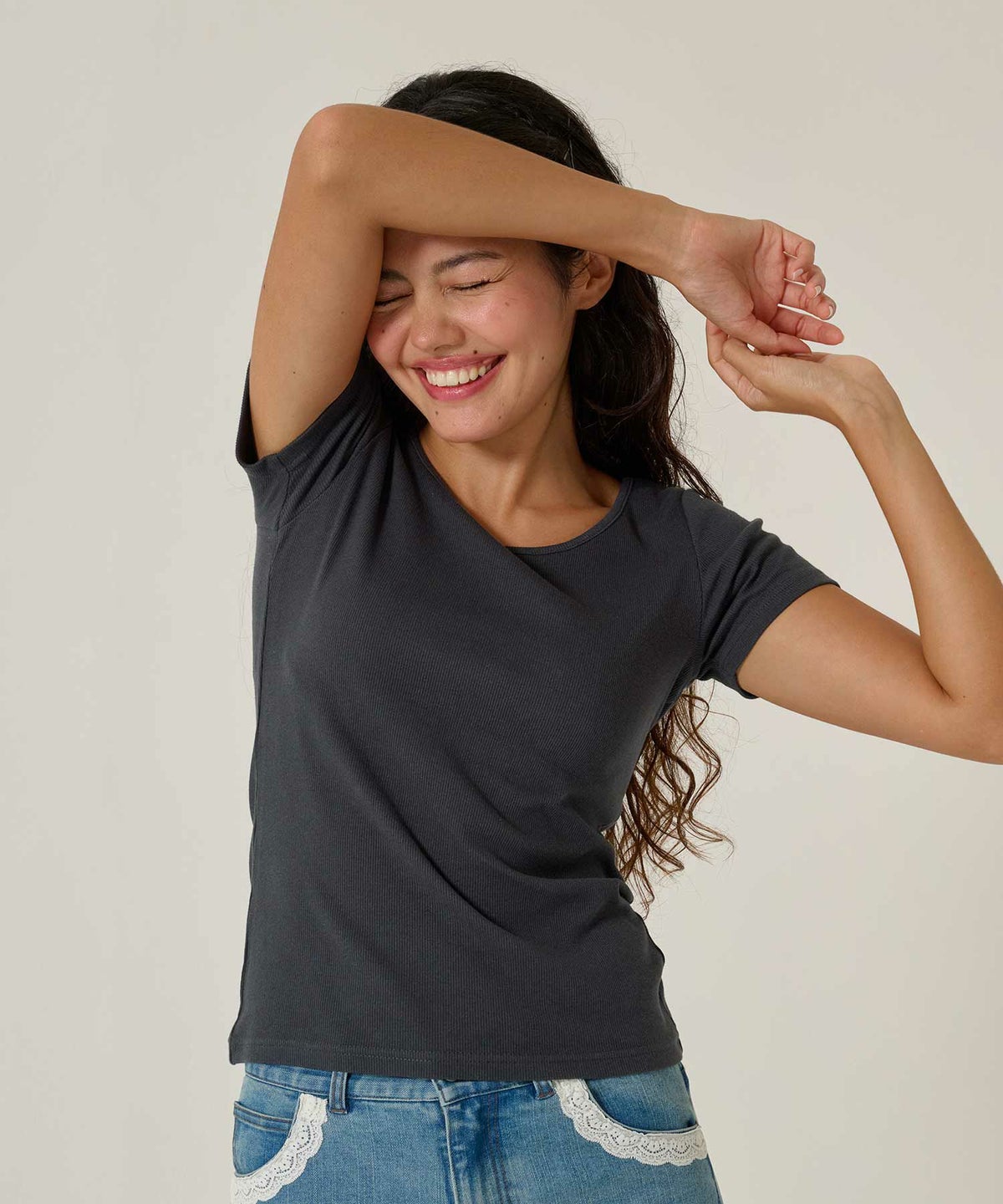 トップス/Tシャツ/ボートネック/ネイビー