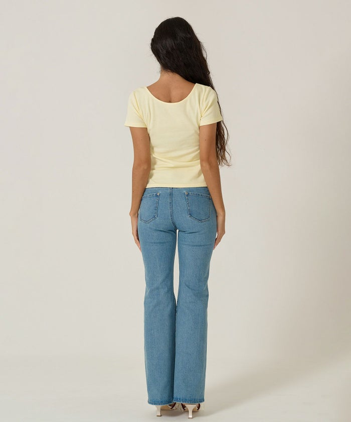 トップス/Tシャツ/ボートネック/イエロー