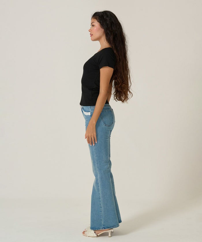 トップス/Tシャツ/ボートネック/ブラック