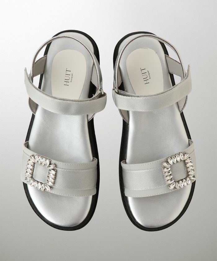 セレクト サンダル スポーツサンダル 厚底 サテン 歩きやすい シルバー ベージュ ブラック S M L LL