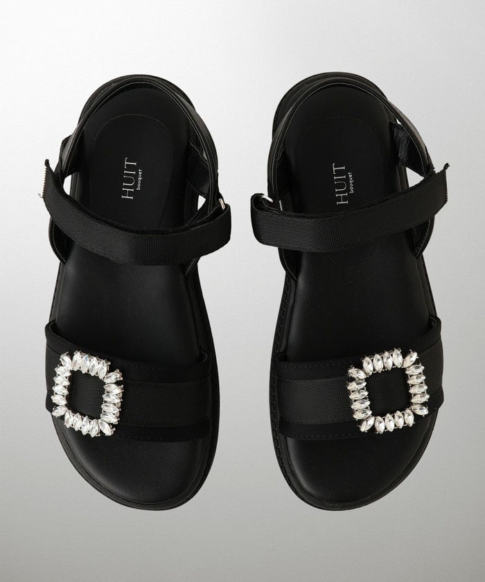 セレクト サンダル スポーツサンダル 厚底 サテン 歩きやすい シルバー ベージュ ブラック S M L LL