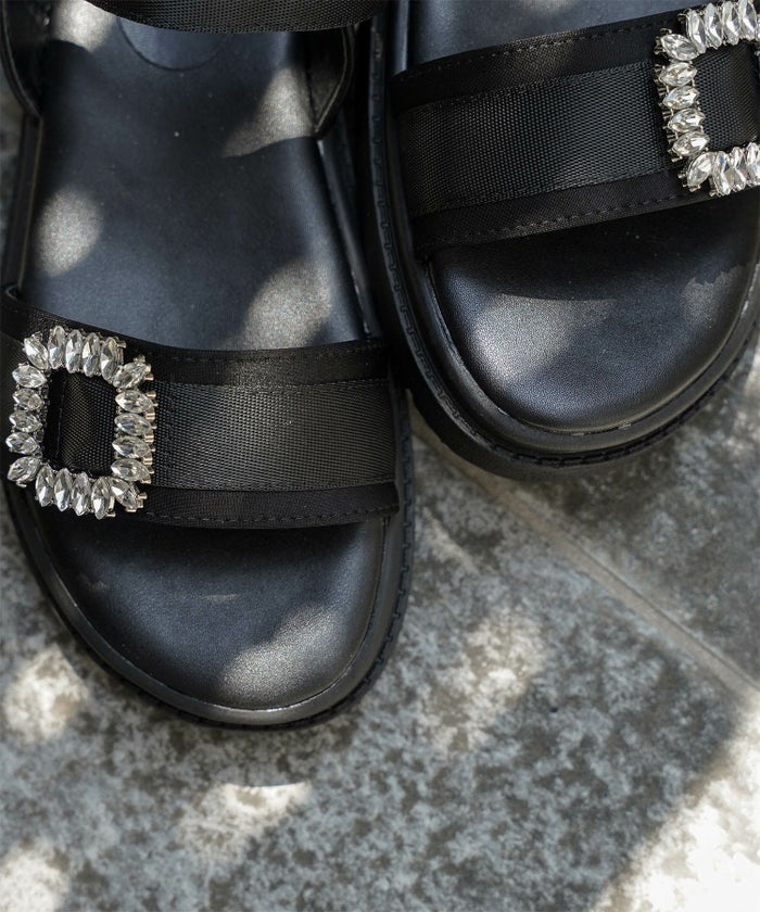 セレクト サンダル スポーツサンダル 厚底 サテン 歩きやすい シルバー ベージュ ブラック S M L LL