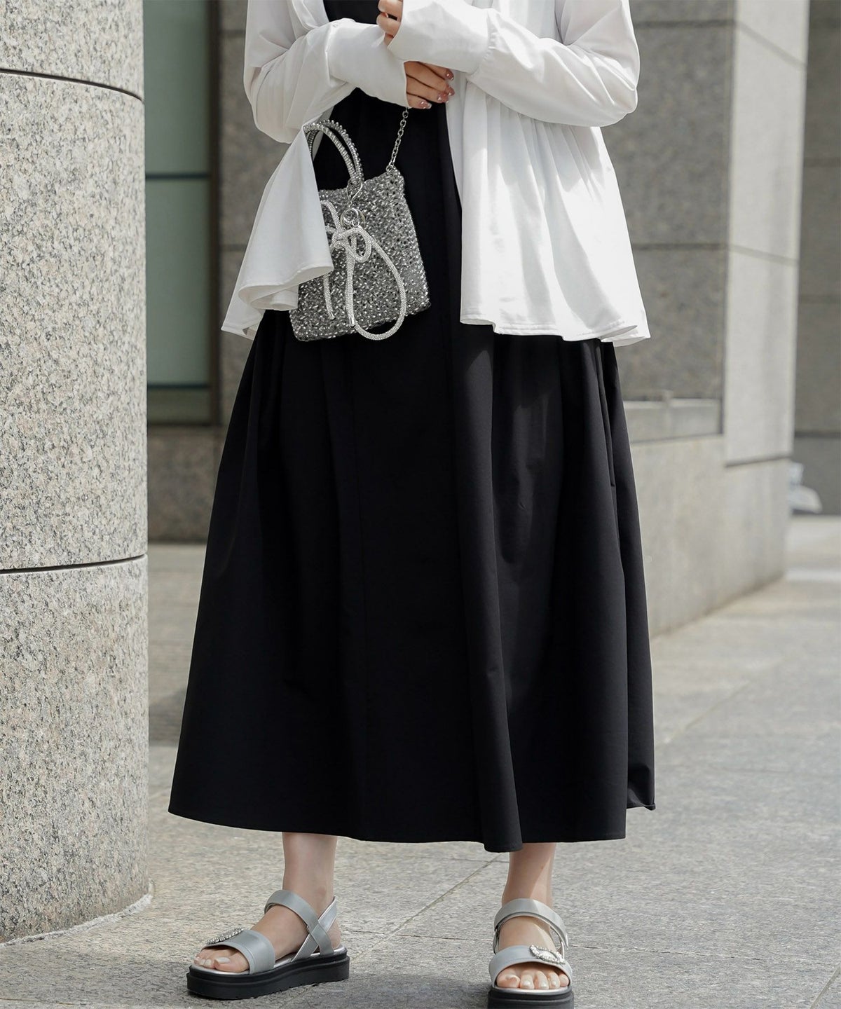 セレクト サンダル スポーツサンダル 厚底 サテン 歩きやすい シルバー ベージュ ブラック S M L LL