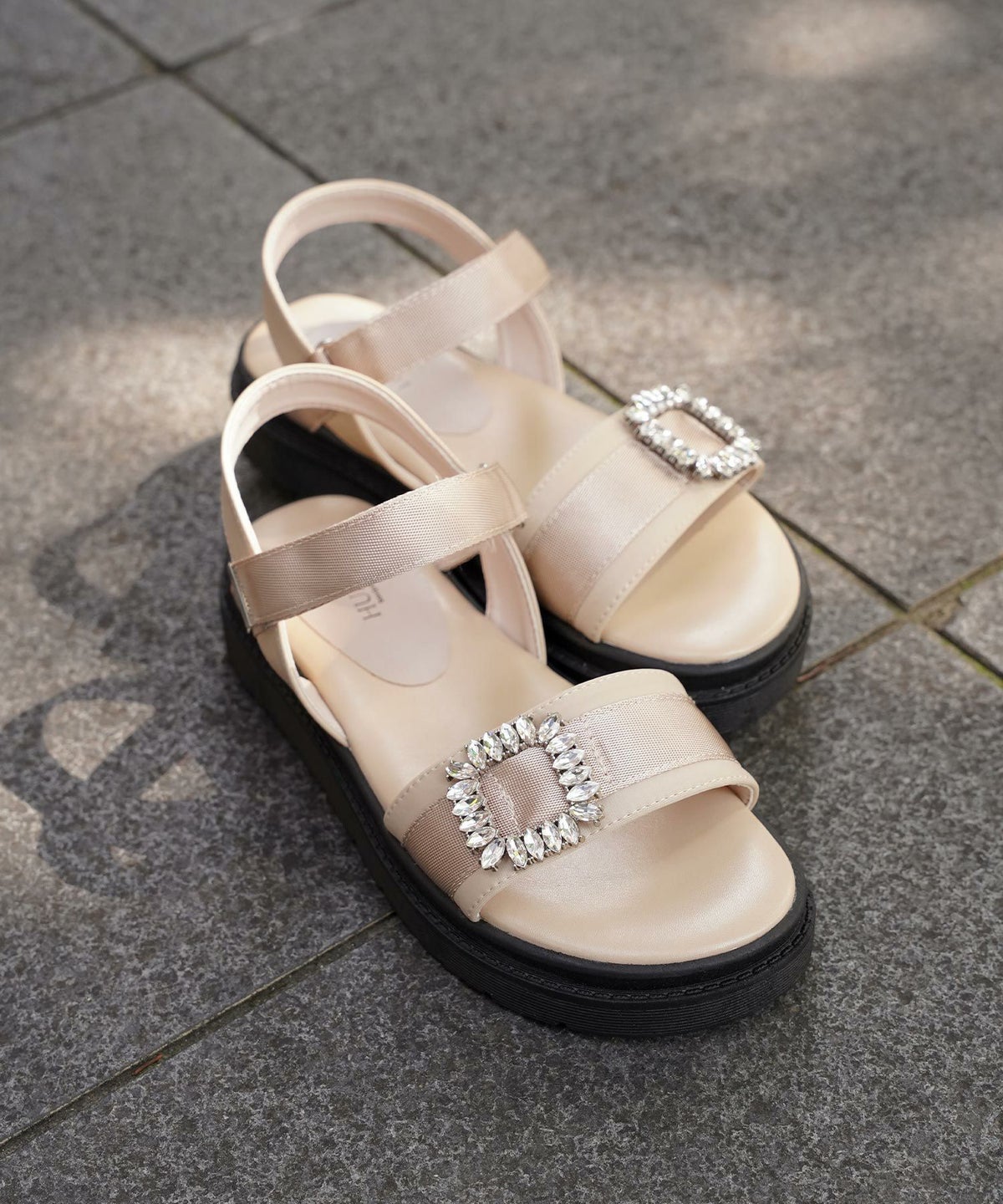 セレクト サンダル スポーツサンダル 厚底 サテン 歩きやすい シルバー ベージュ ブラック S M L LL