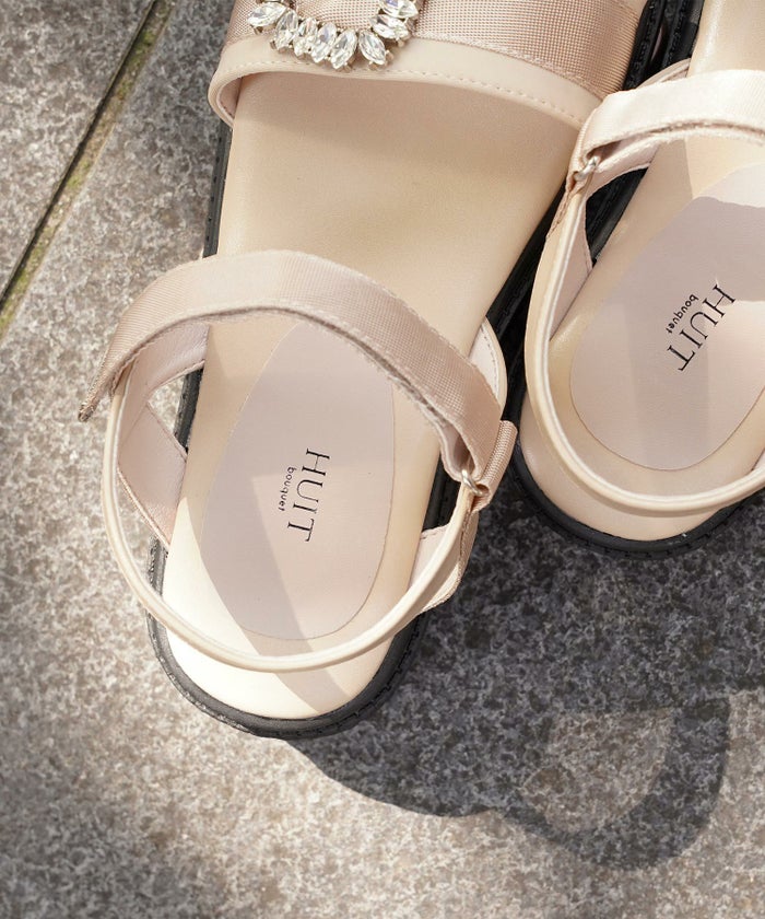 セレクト サンダル スポーツサンダル 厚底 サテン 歩きやすい シルバー ベージュ ブラック S M L LL