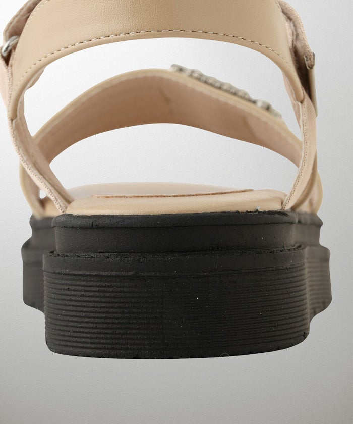 セレクト サンダル スポーツサンダル 厚底 サテン 歩きやすい シルバー ベージュ ブラック S M L LL