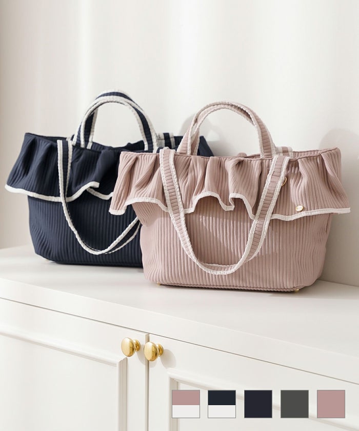 バッグ グッズ トートバッグ 大容量 フリル フェミニン ナチュラル ジョイントスペース フリルヘム ヌビ トートバッグ le reve vaniller