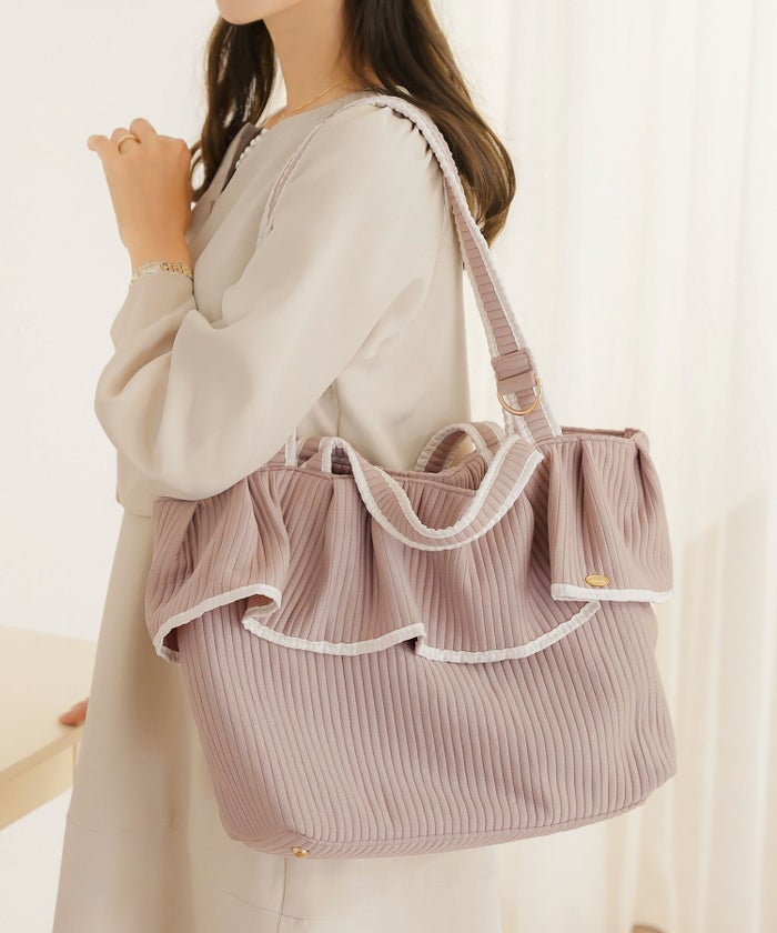 新色 バッグ グッズ トートバッグ 大容量 フリル フェミニン ナチュラル