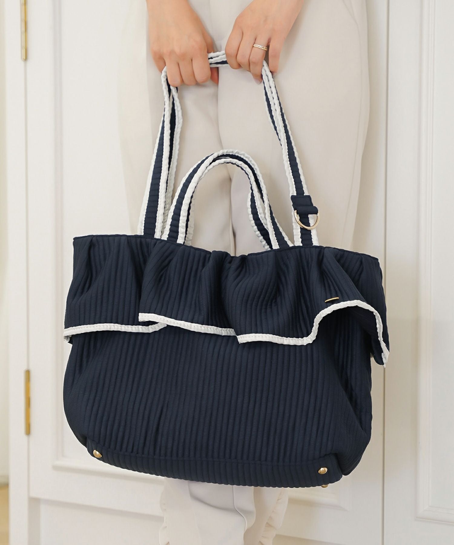 フリルヘム ヌビ トートバッグ le reve vaniller 全5色｜lvn922-2050