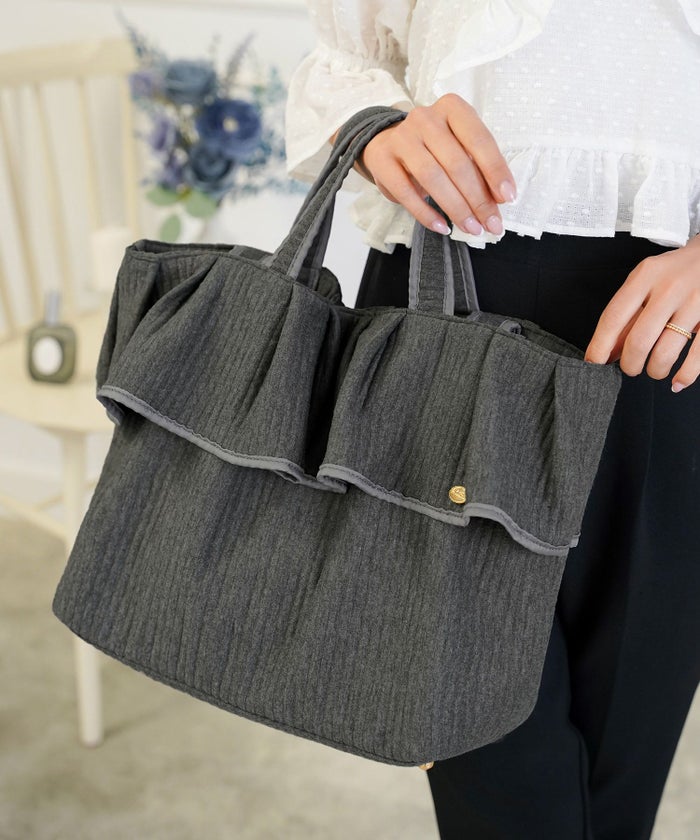 新色 バッグ グッズ トートバッグ 大容量 フリル フェミニン ナチュラル