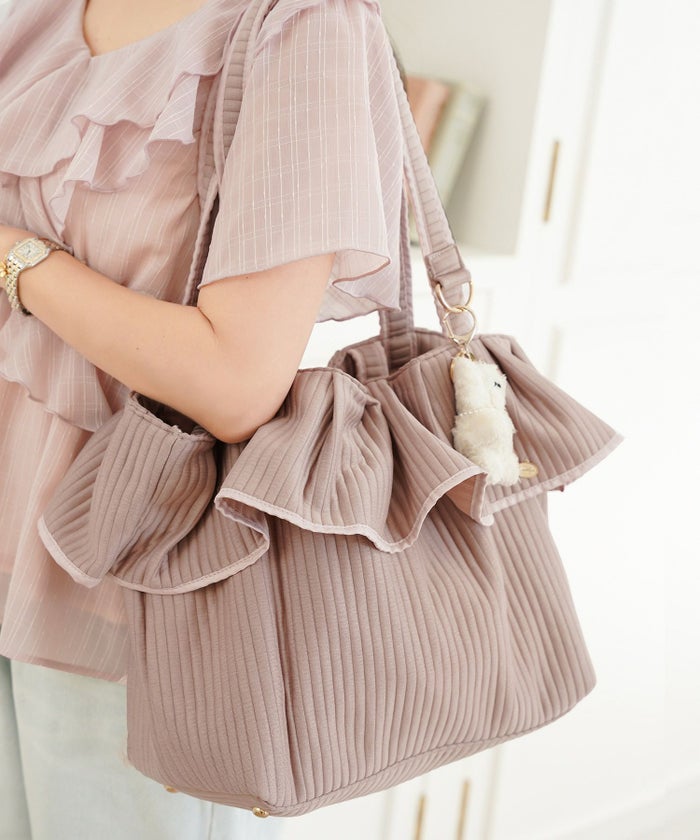新色 バッグ グッズ トートバッグ 大容量 フリル フェミニン ナチュラル