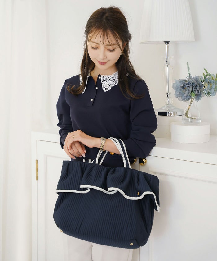 新色 バッグ グッズ トートバッグ 大容量 フリル フェミニン ナチュラル