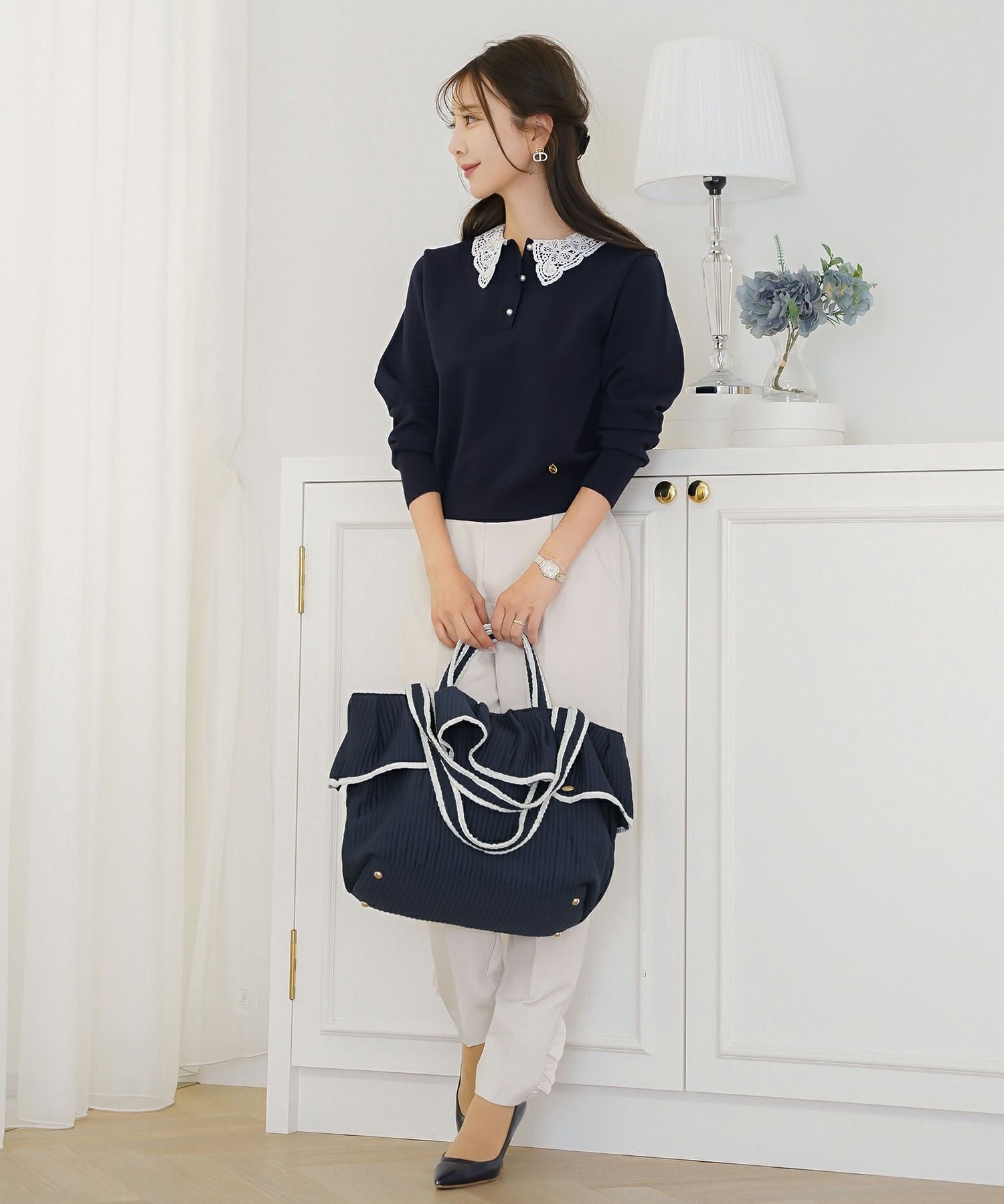 フリルヘム ヌビ トートバッグ le reve vaniller 全5色｜lvn922-2050