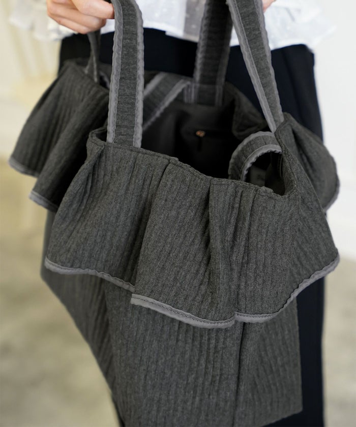 新色 バッグ グッズ トートバッグ 大容量 フリル フェミニン ナチュラル