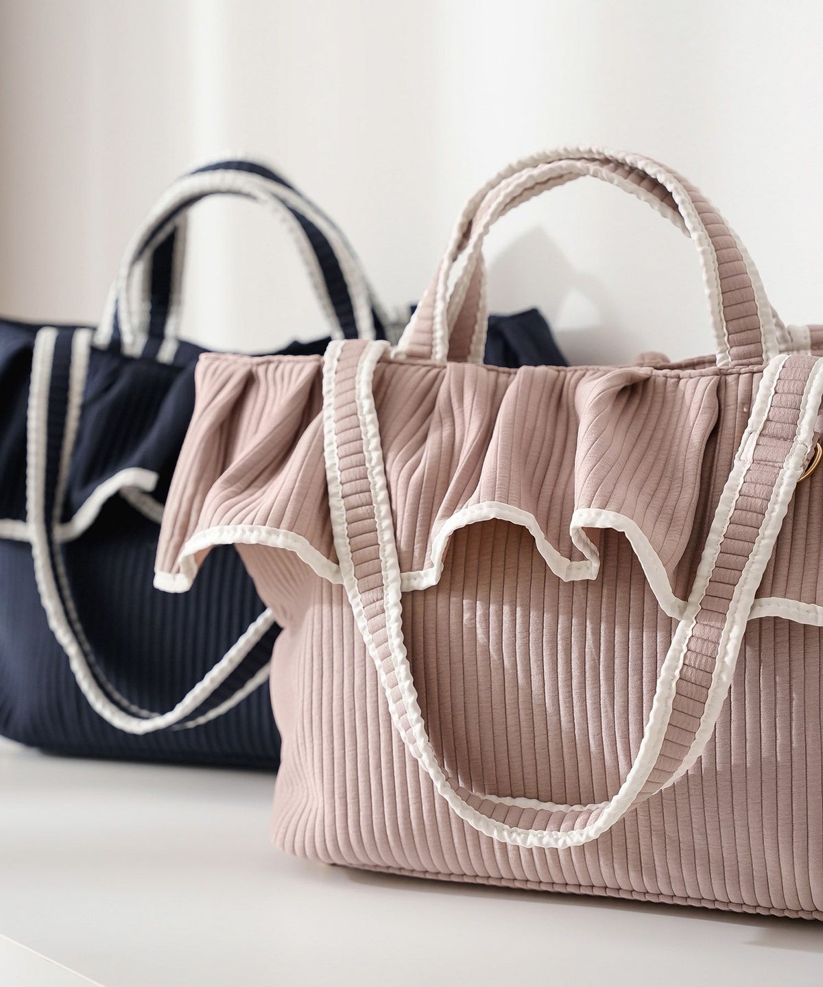 新色 バッグ グッズ トートバッグ 大容量 フリル フェミニン ナチュラル