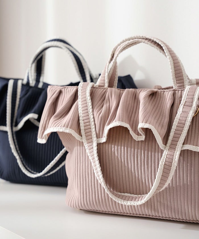 新色 バッグ グッズ トートバッグ 大容量 フリル フェミニン ナチュラル