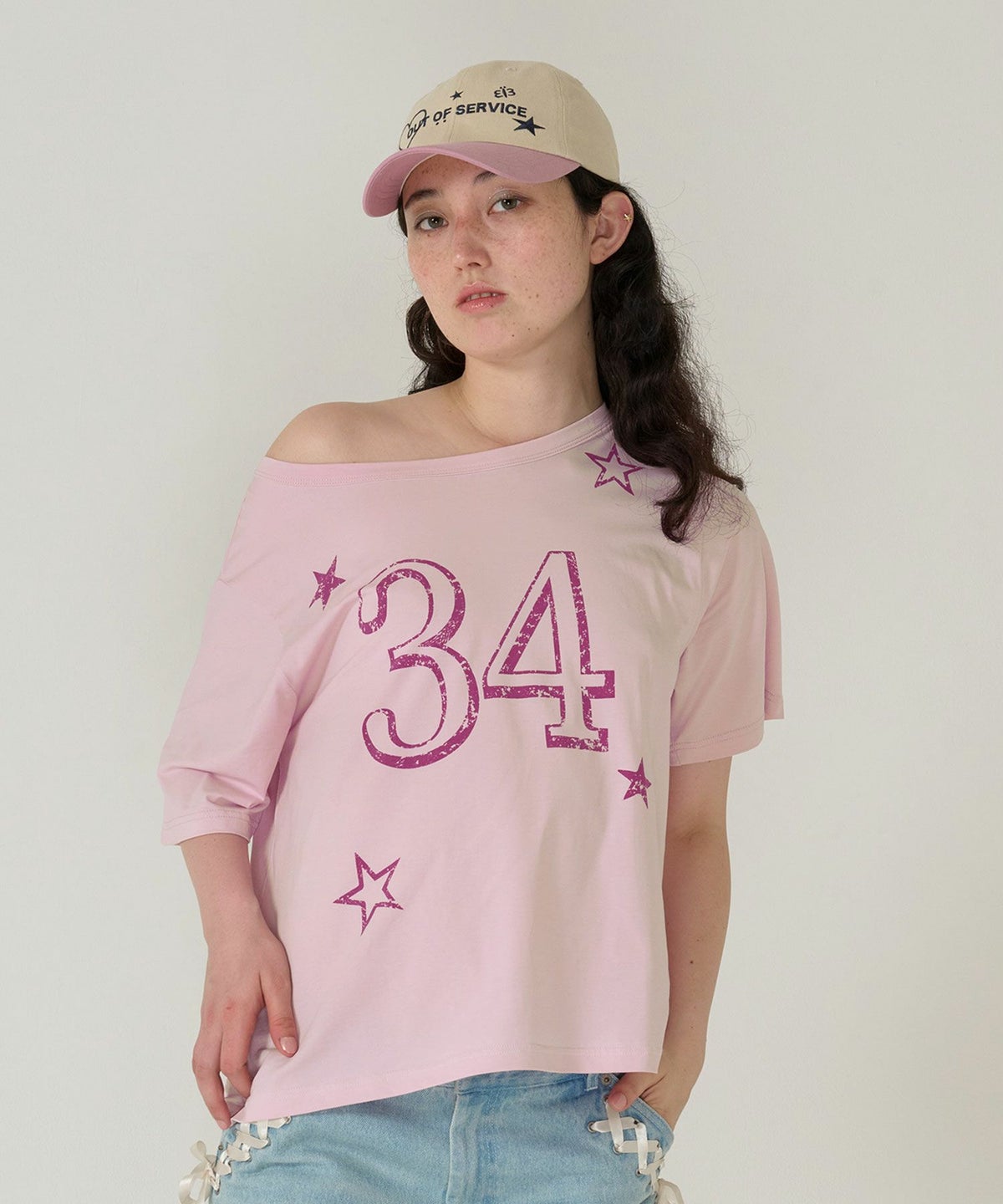 トップス/Tシャツ/オフショル/ピンク