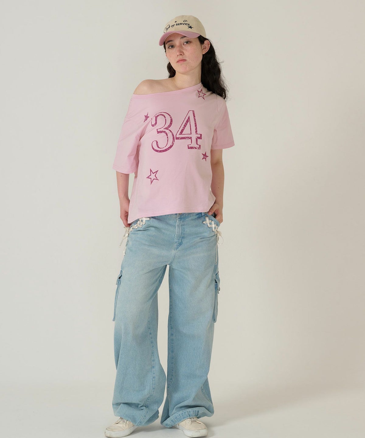 トップス/Tシャツ/オフショル/ピンク