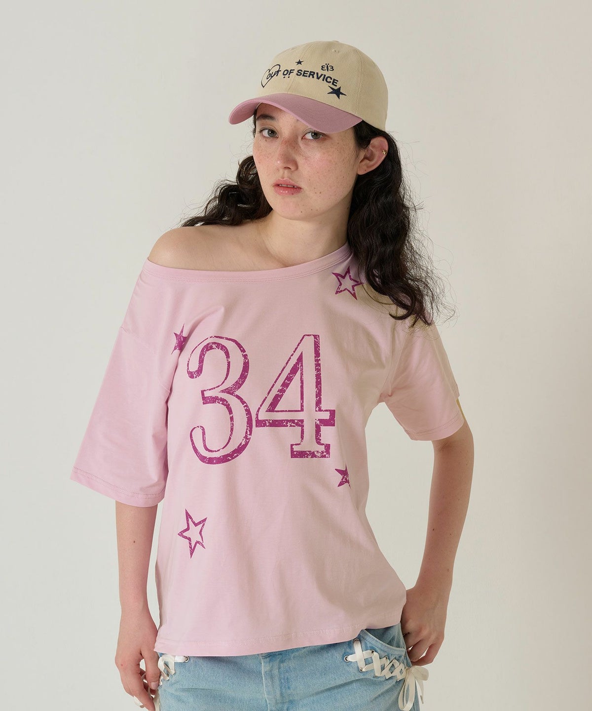 トップス/Tシャツ/オフショル/ピンク