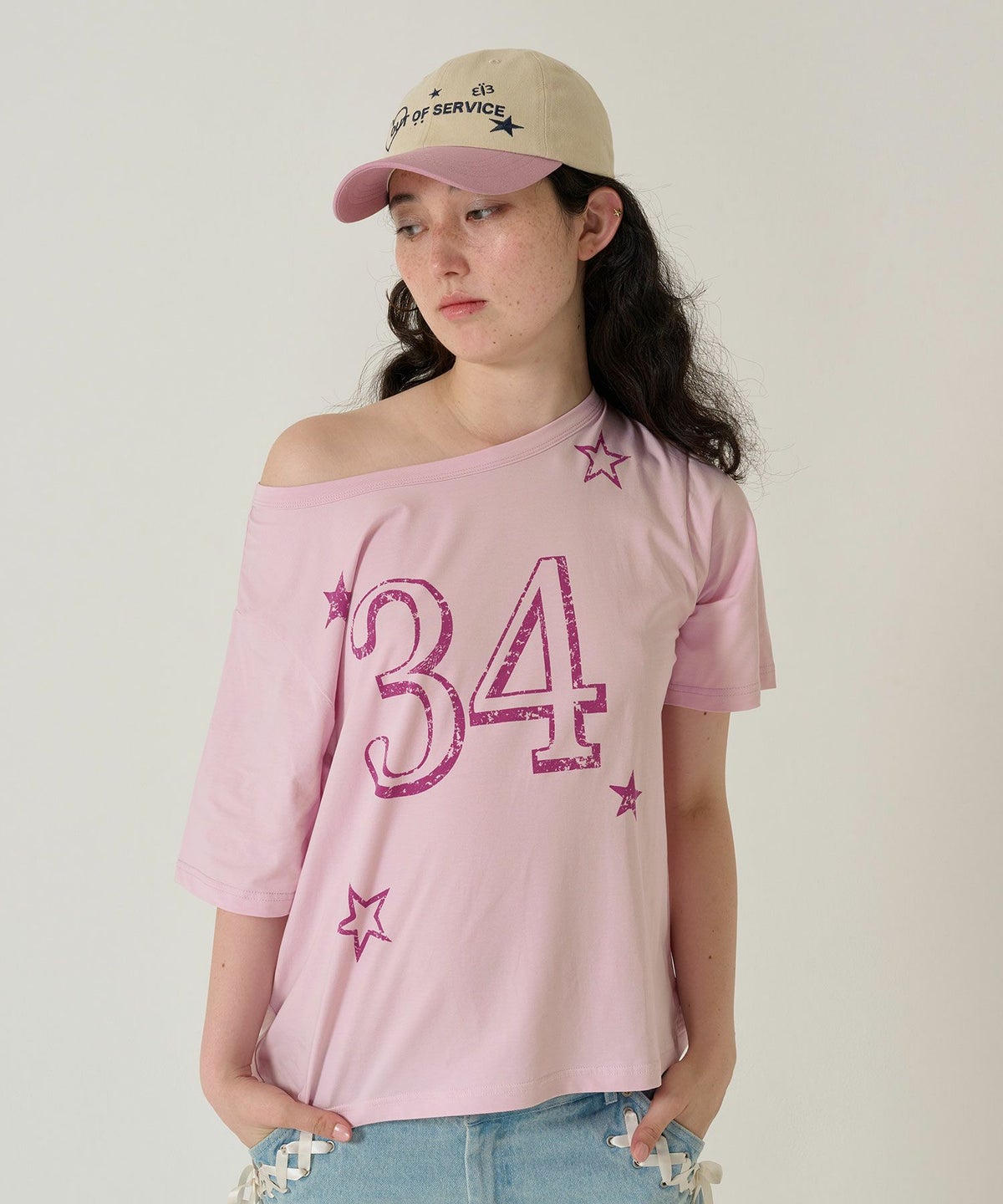 トップス/Tシャツ/オフショル/ピンク