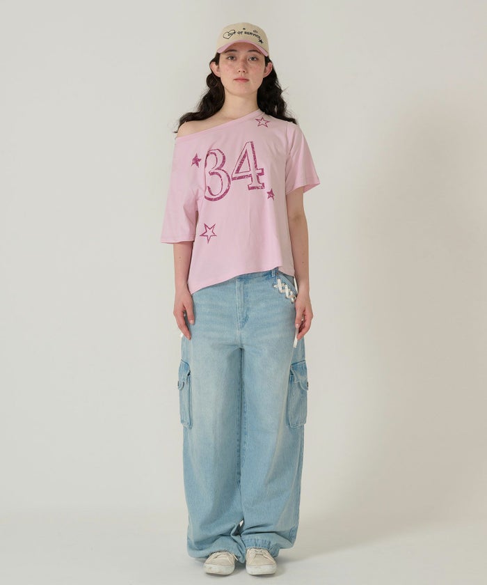 トップス/Tシャツ/オフショル/ピンク
