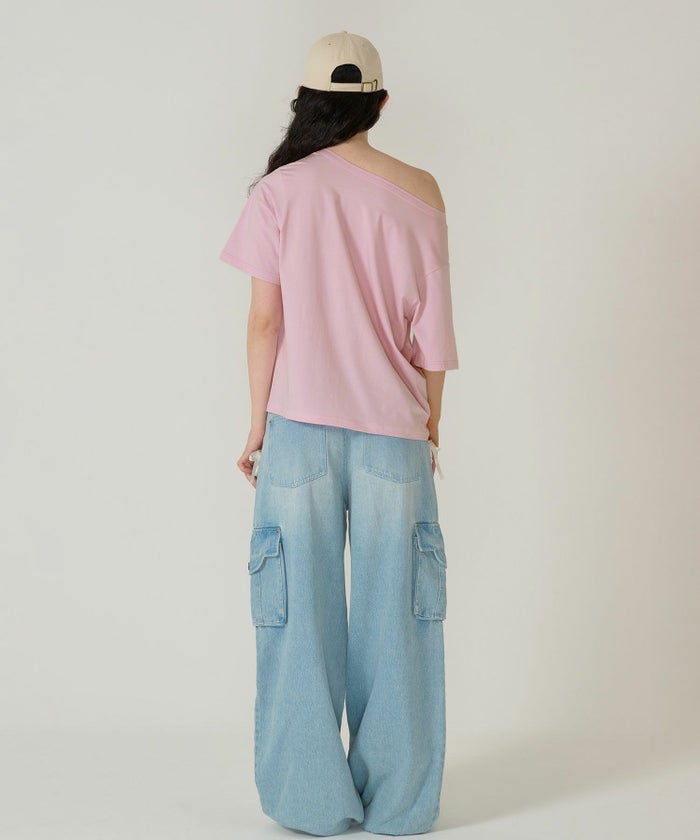 トップス/Tシャツ/オフショル/ピンク