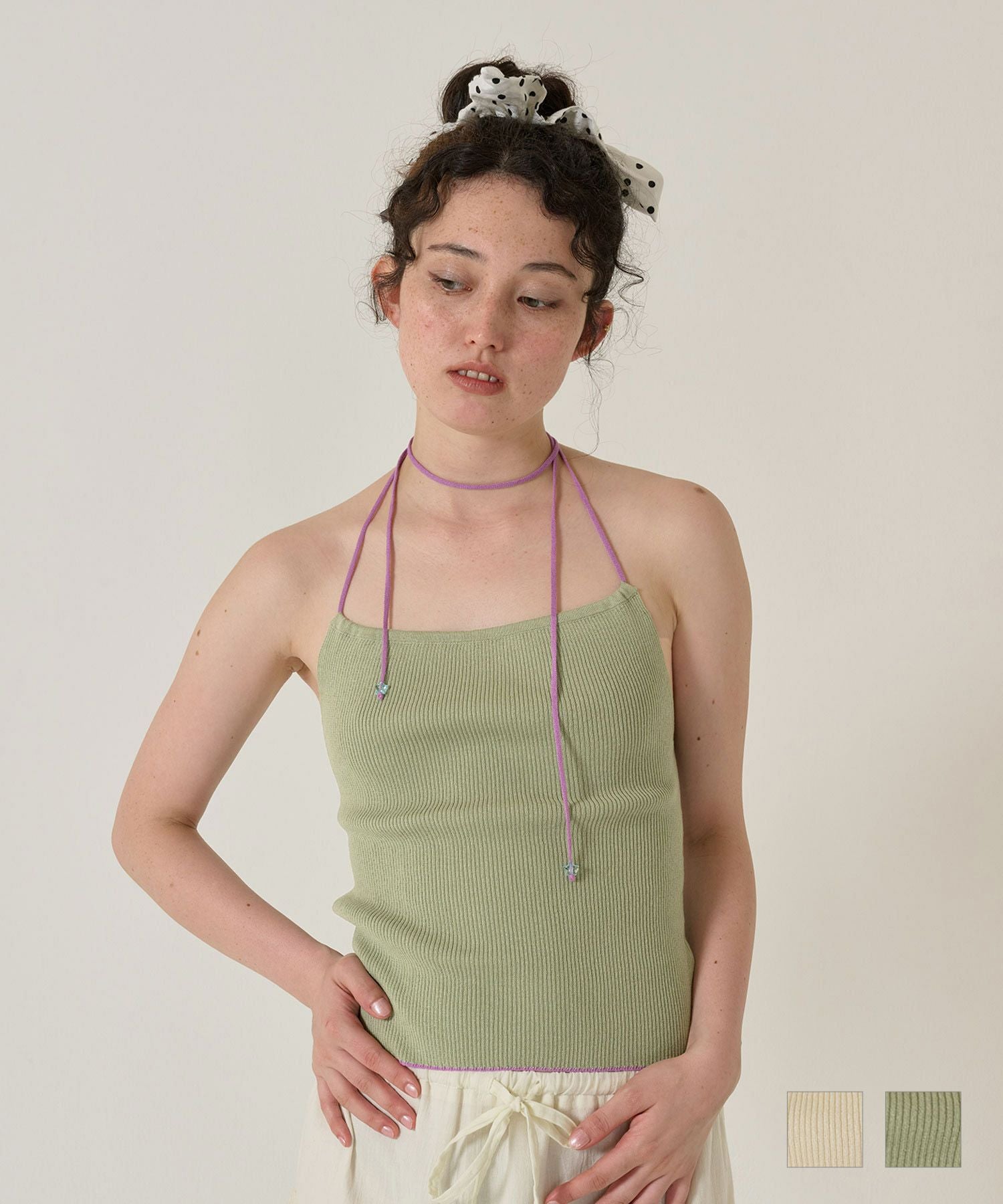 ホルターネック リブトップス TINA：JOJUN 全2色｜tnj421-1070【2