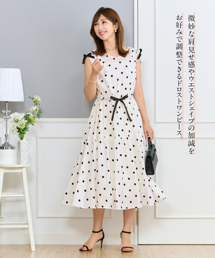 ドロストリボンギャザーワンピースPrimaScherrer全3色｜psc321-0947【1】