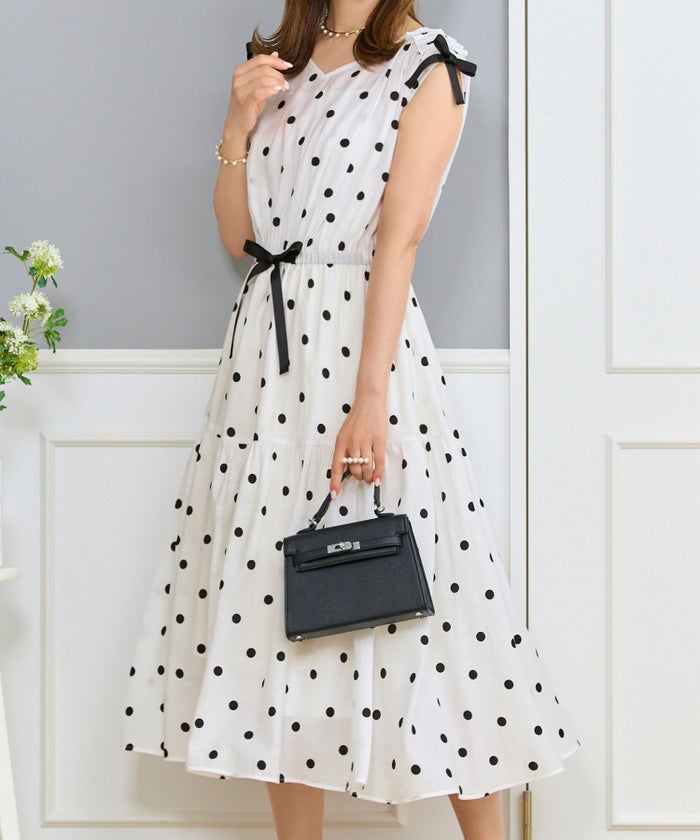 ドロストリボンギャザーワンピースPrimaScherrer全3色｜psc321-0947【1】