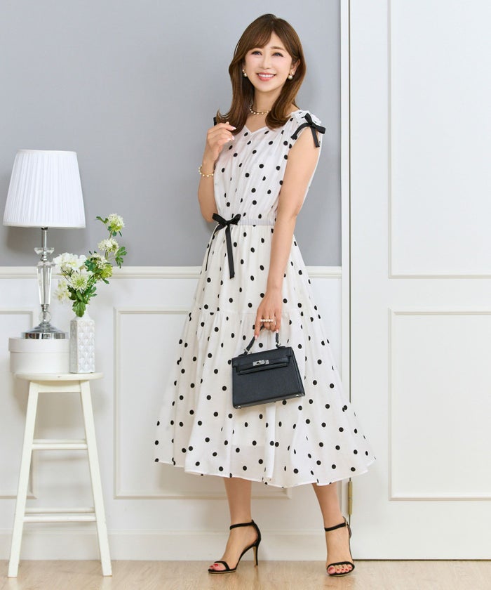 ドロストリボンギャザーワンピースPrimaScherrer全3色｜psc321-0947【1】