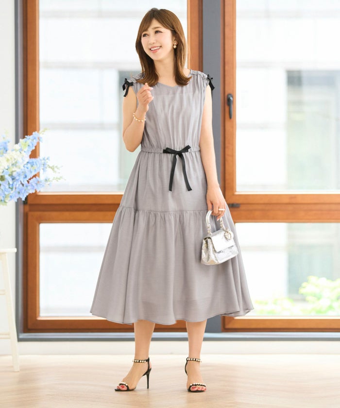 ドロストリボンギャザーワンピースPrimaScherrer全3色｜psc321-0947【1】