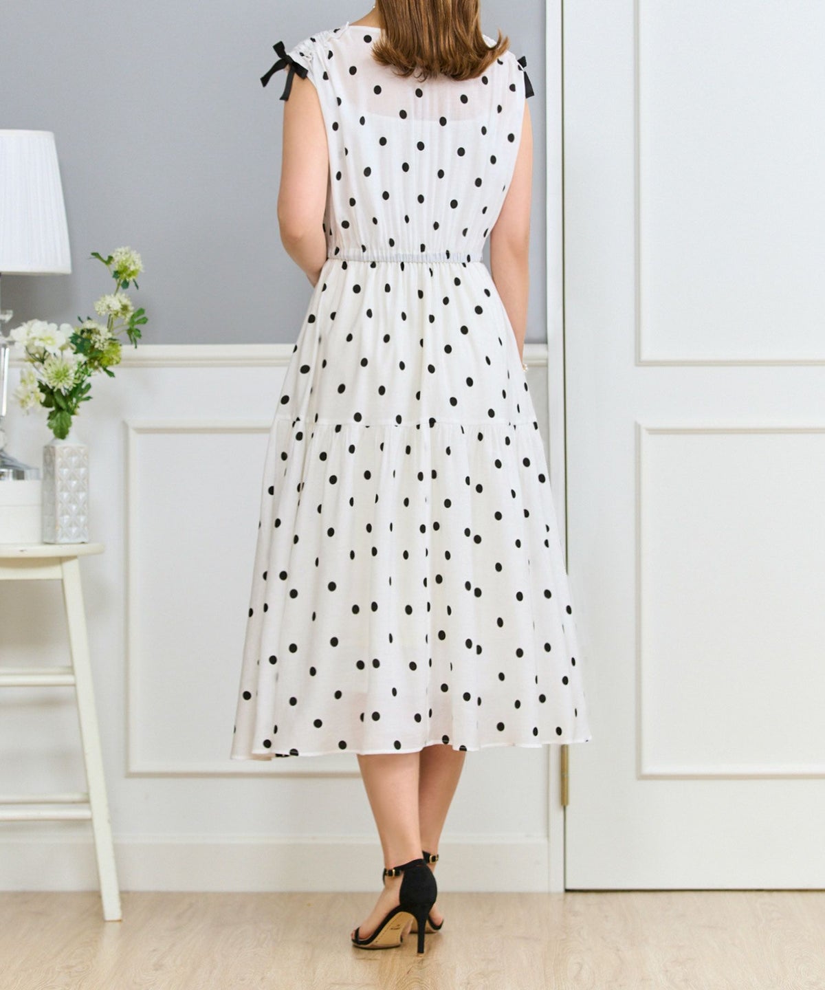 ドロストリボンギャザーワンピースPrimaScherrer全3色｜psc321-0947【1】