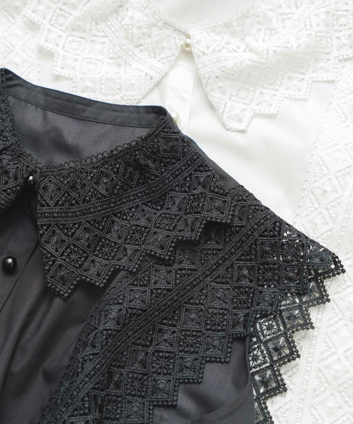 襟付レースコンビブラウスPrimaScherrer全2色｜psc821-0948【1】