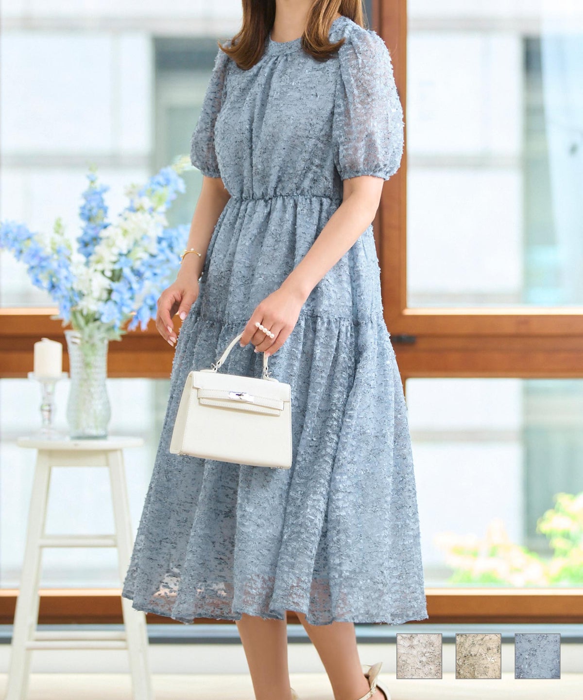 カットジャカード プリント シアーワンピース, ワンピース, Prima Scherrer, 30代、40代、50代, オケージョン、結婚式、お呼ばれ、2次会、会食 カットジャカード プリント シアーワンピース Prima Scherrer