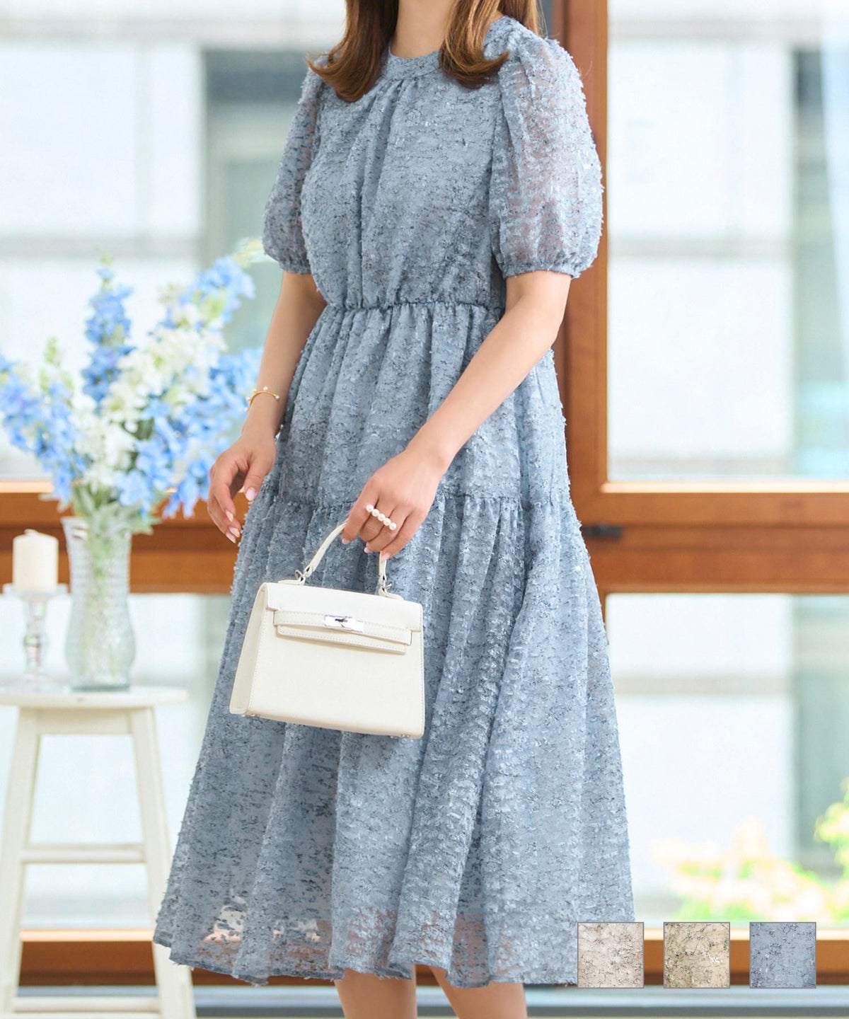 カットジャカード プリント シアーワンピース, ワンピース, Prima Scherrer, 30代、40代、50代, オケージョン、結婚式、お呼ばれ、2次会、会食 カットジャカード プリント シアーワンピース Prima Scherrer