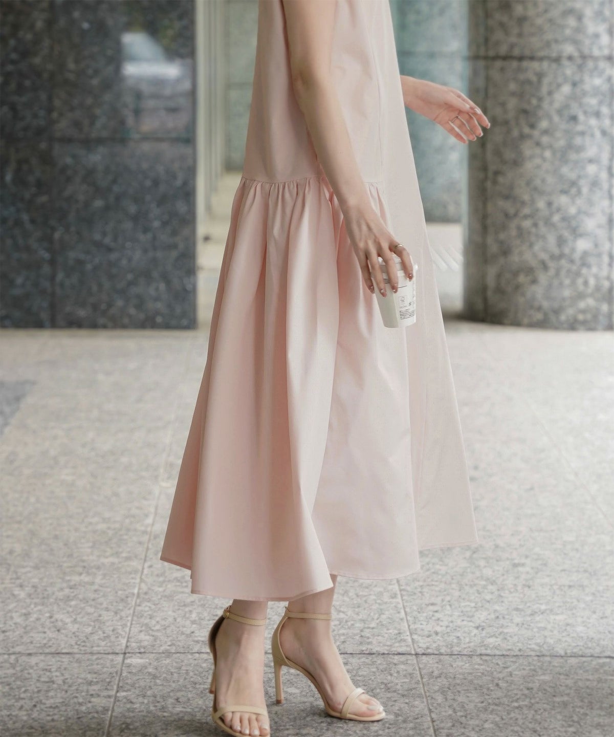 レディース ティアードワンピース  ロングワンピース サマードレス ノースリーブ きれいめ 上品 洗える アイボリー ピンク ブラック S M