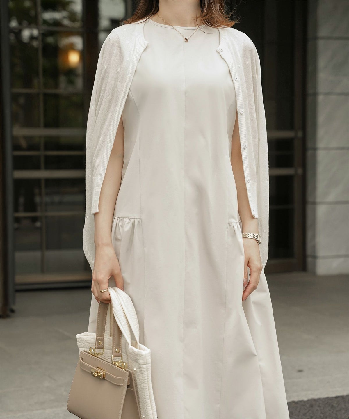 レディース ティアードワンピース  ロングワンピース サマードレス ノースリーブ きれいめ 上品 洗える アイボリー ピンク ブラック S M