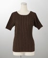 セレクト レディース トップス  プルオーバー サマーニット  リブニット ラメ 半袖 きれいめ 上品 洗える ブルー ベージュ ブラウン ブラック M