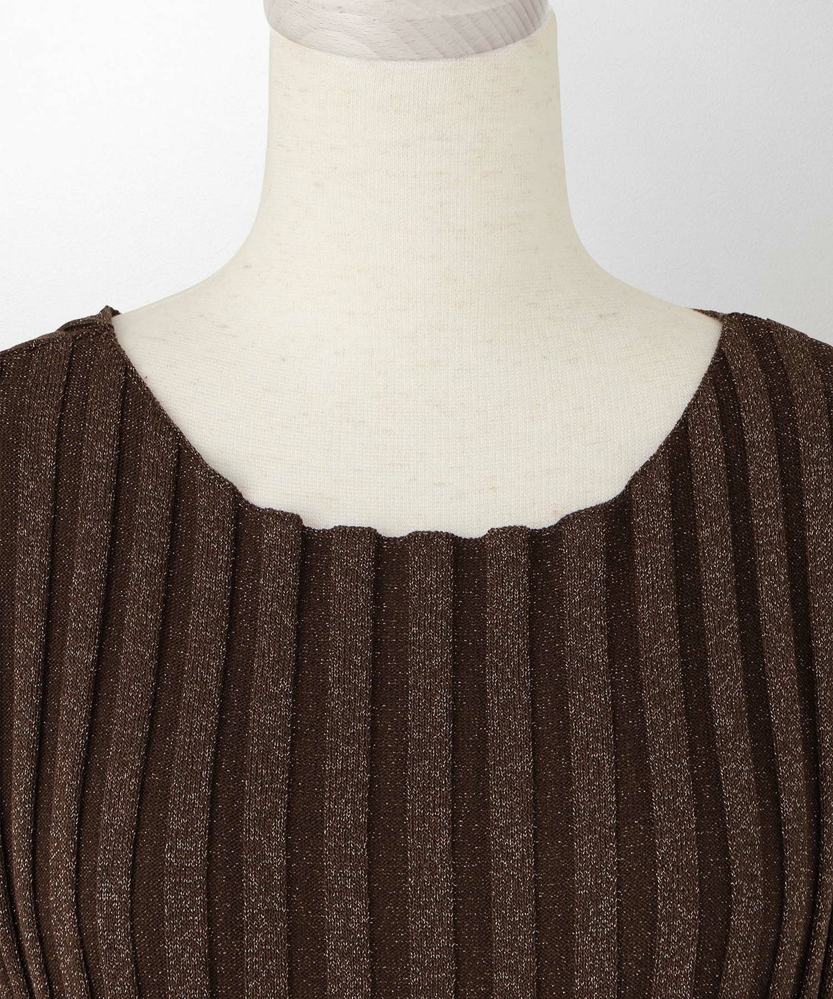 セレクト レディース トップス  プルオーバー サマーニット  リブニット ラメ 半袖 きれいめ 上品 洗える ブルー ベージュ ブラウン ブラック M