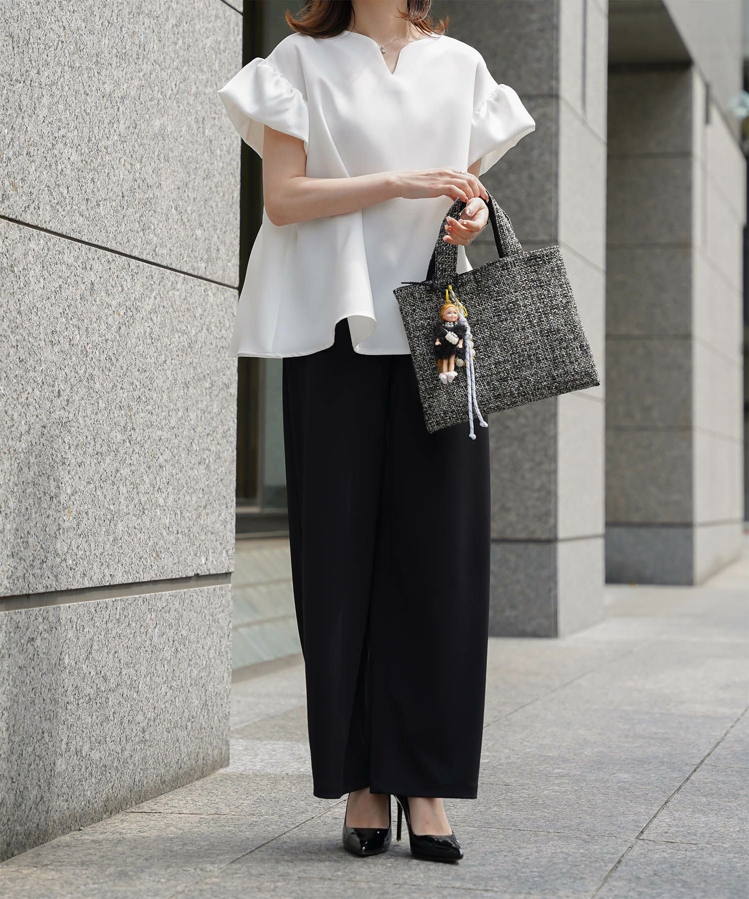 サテン フレアスリーブ ブラウス HUIT 全3色｜hit821-0269【3】 - 半袖