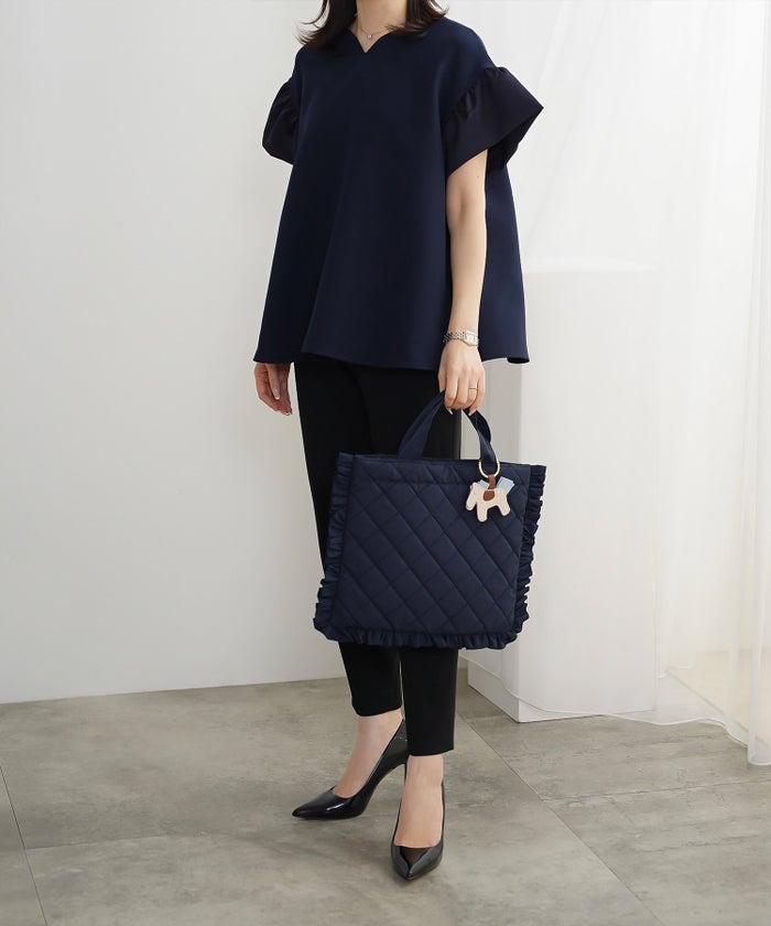 レディース ブラウス サテン フレア袖 半袖 ボリューム袖 オフィス きれいめ 上品 洗える