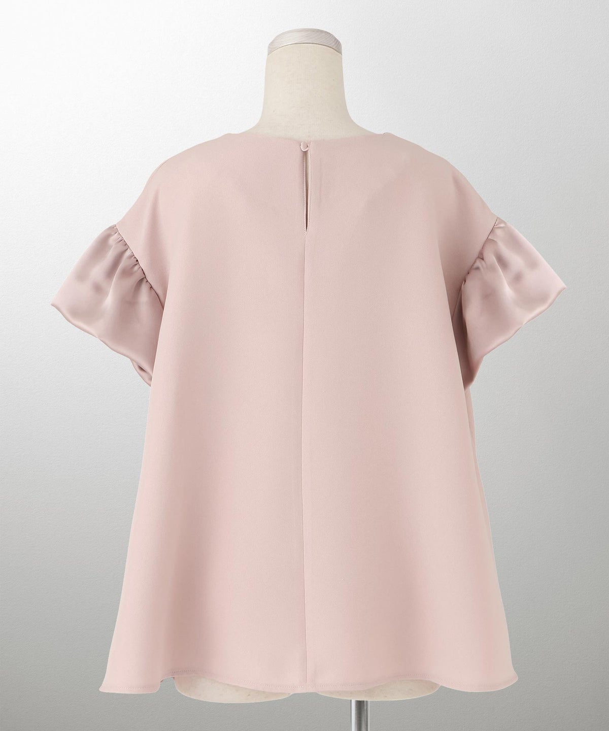 レディース ブラウス サテン フレア袖 半袖 ボリューム袖 オフィス きれいめ 上品 洗える