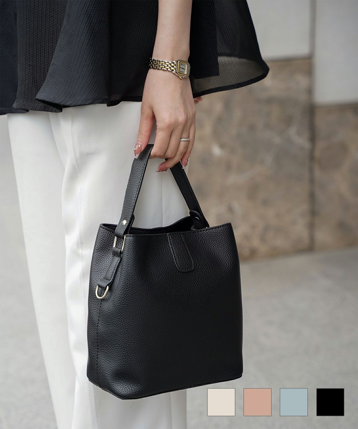 セレクト ワンハンドル バッグ HUIT アイボリー/ピンク/サックス/ブラック