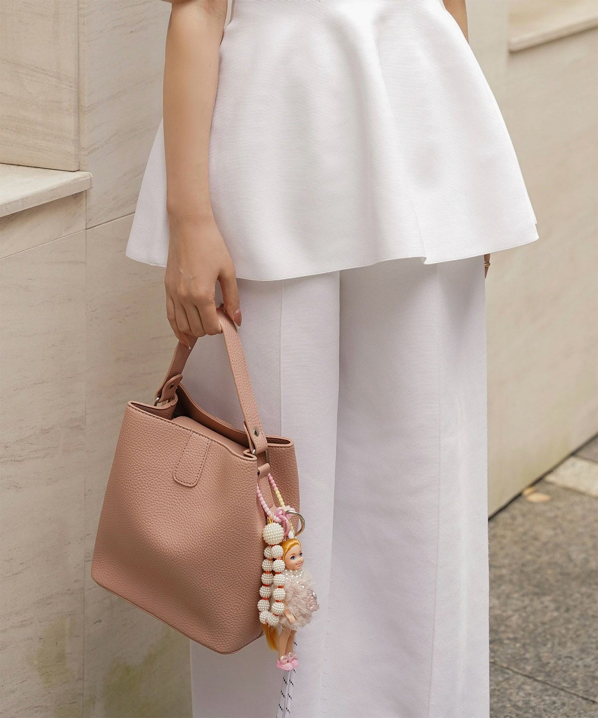 セレクト レディース バッグ 合皮 きれいめ ショルダー 2way アイボリー/ピンク/サックス/ブラック/フリー/合成皮革/ポリエステル