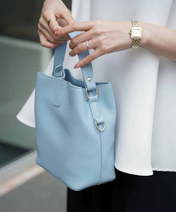 セレクト レディース バッグ 合皮 きれいめ ショルダー 2way アイボリー/ピンク/サックス/ブラック/フリー/合成皮革/ポリエステル