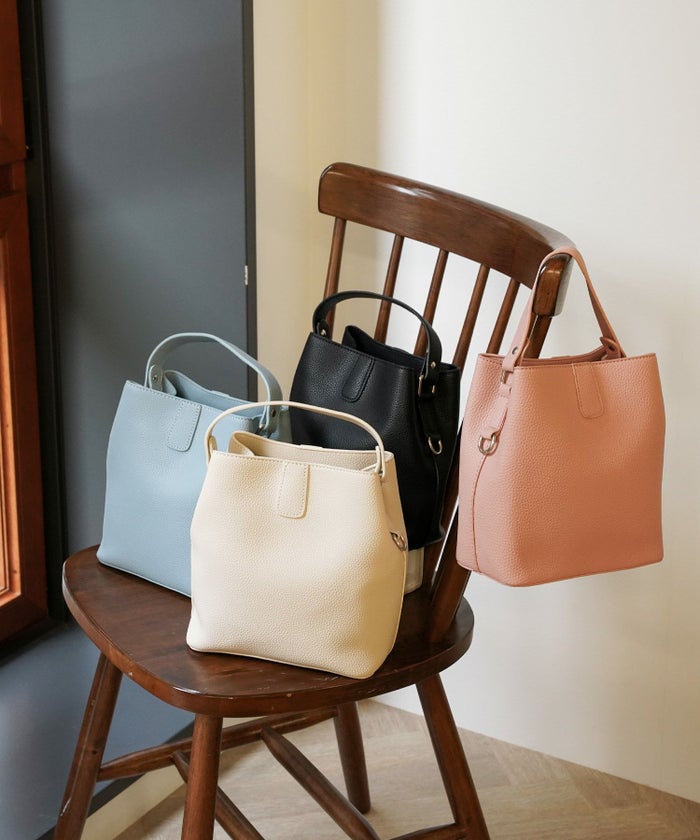 セレクト レディース バッグ 合皮 きれいめ ショルダー 2way アイボリー/ピンク/サックス/ブラック/フリー/合成皮革/ポリエステル