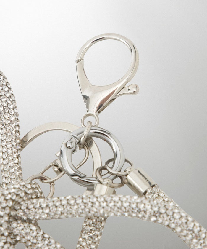 セレクト レディース キラキラ リボン チャーム きれいめ 大人可愛い トレンド/シルバー/ブラック/フリー/ラインストーン