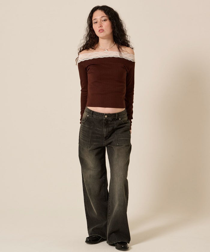 デニム/ブルー/ローライズ/パンツ