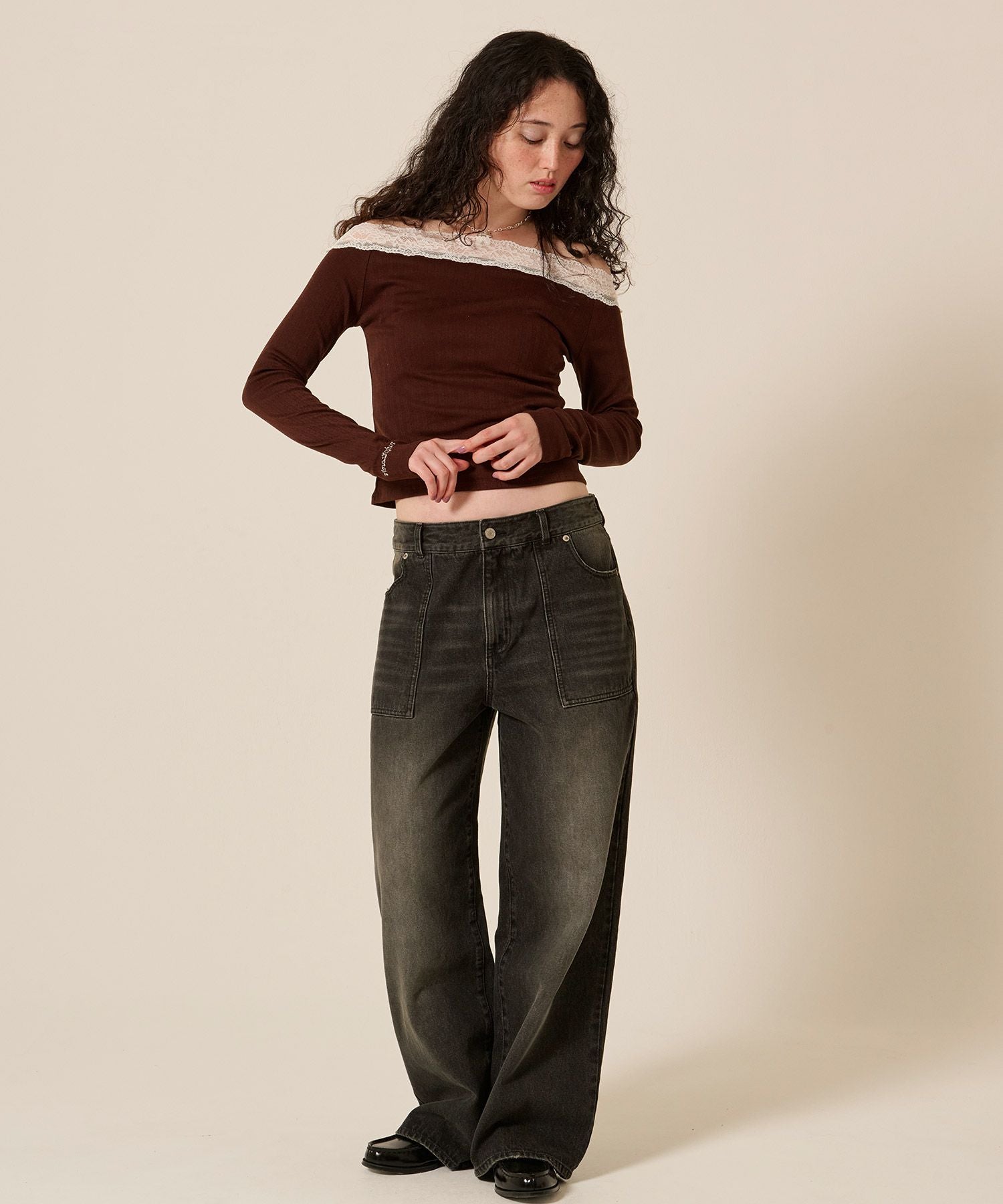 スーパー ローライズ ストレート デニムパンツ TINA：JOJUN 全2色