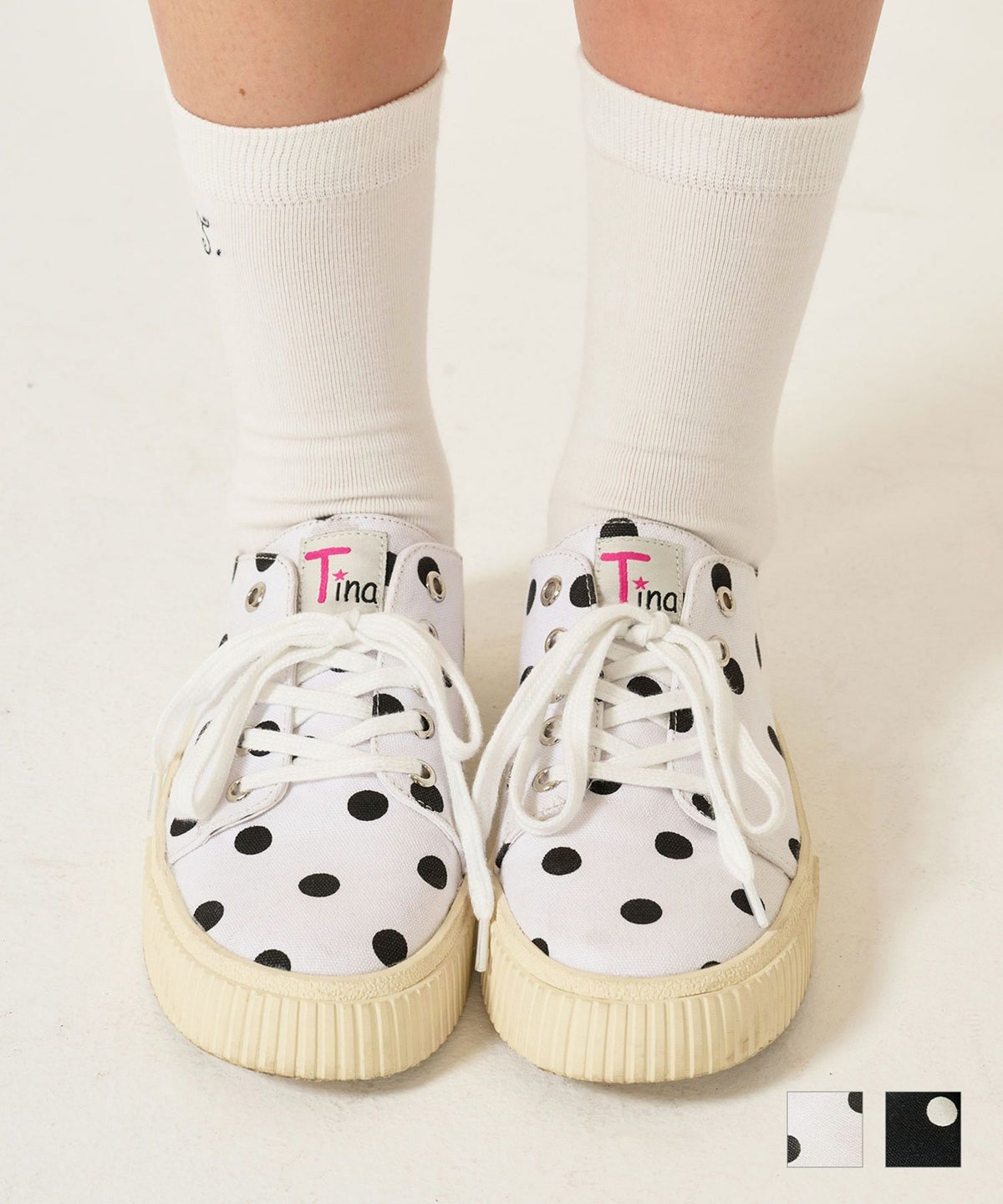 スニーカー/シューズ/ドット/ホワイト